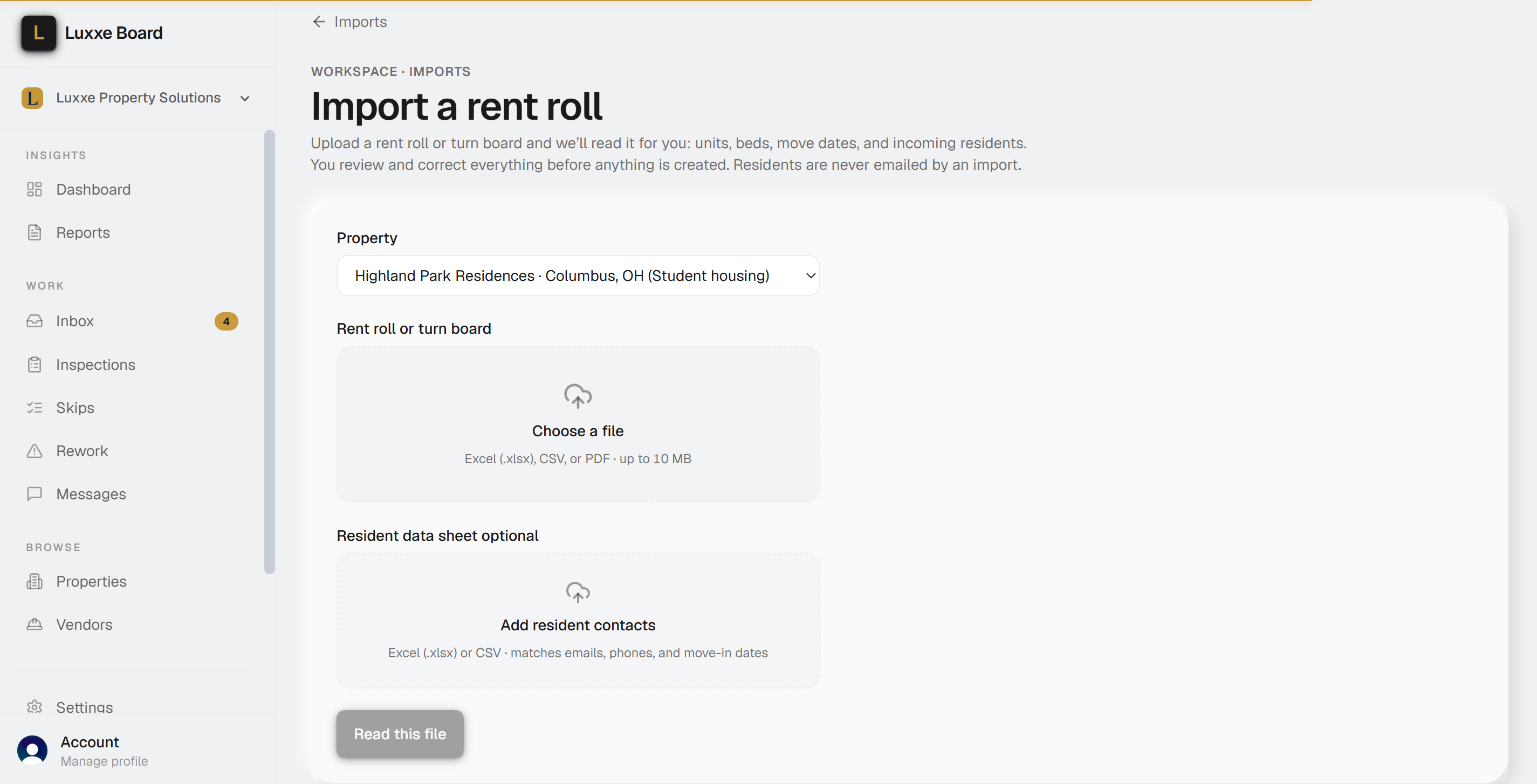 Import a rent roll